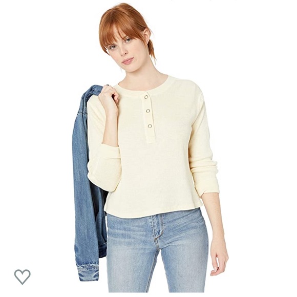 Monrow Tops - Monrow Women's Oversized Henley W/Ring Sna…